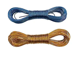 Kalakriti 20 Meter Cloth Drying Ropes, PVC Coated Steel Anti-Rust Wire for Cloth Drying Plastic Rope with 2 Hooks (Set of 2, Multicolor)