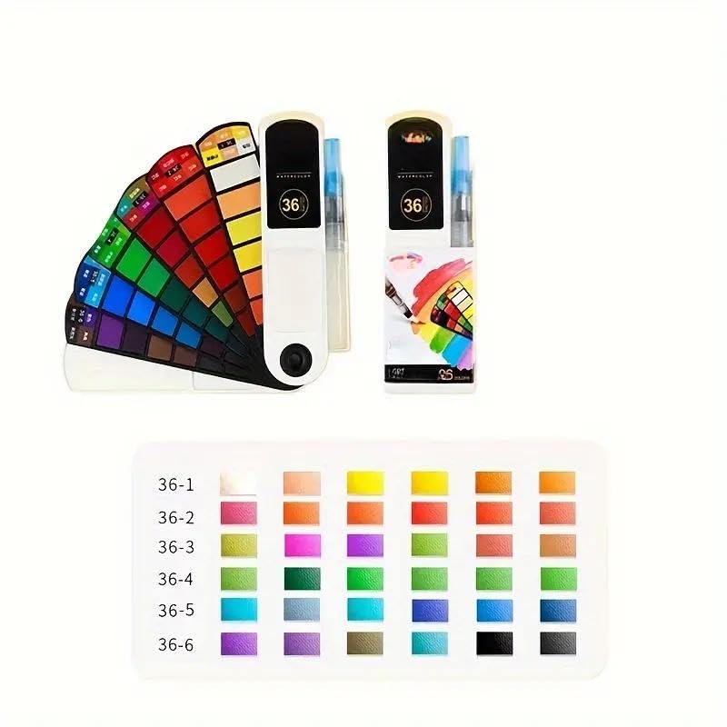 Set di pennelli per pittura ad acquerello a ventaglio pieghevole, pigmenti facilmente solubili, kit artistico compatto portatile per schizzi e creazione di interni
