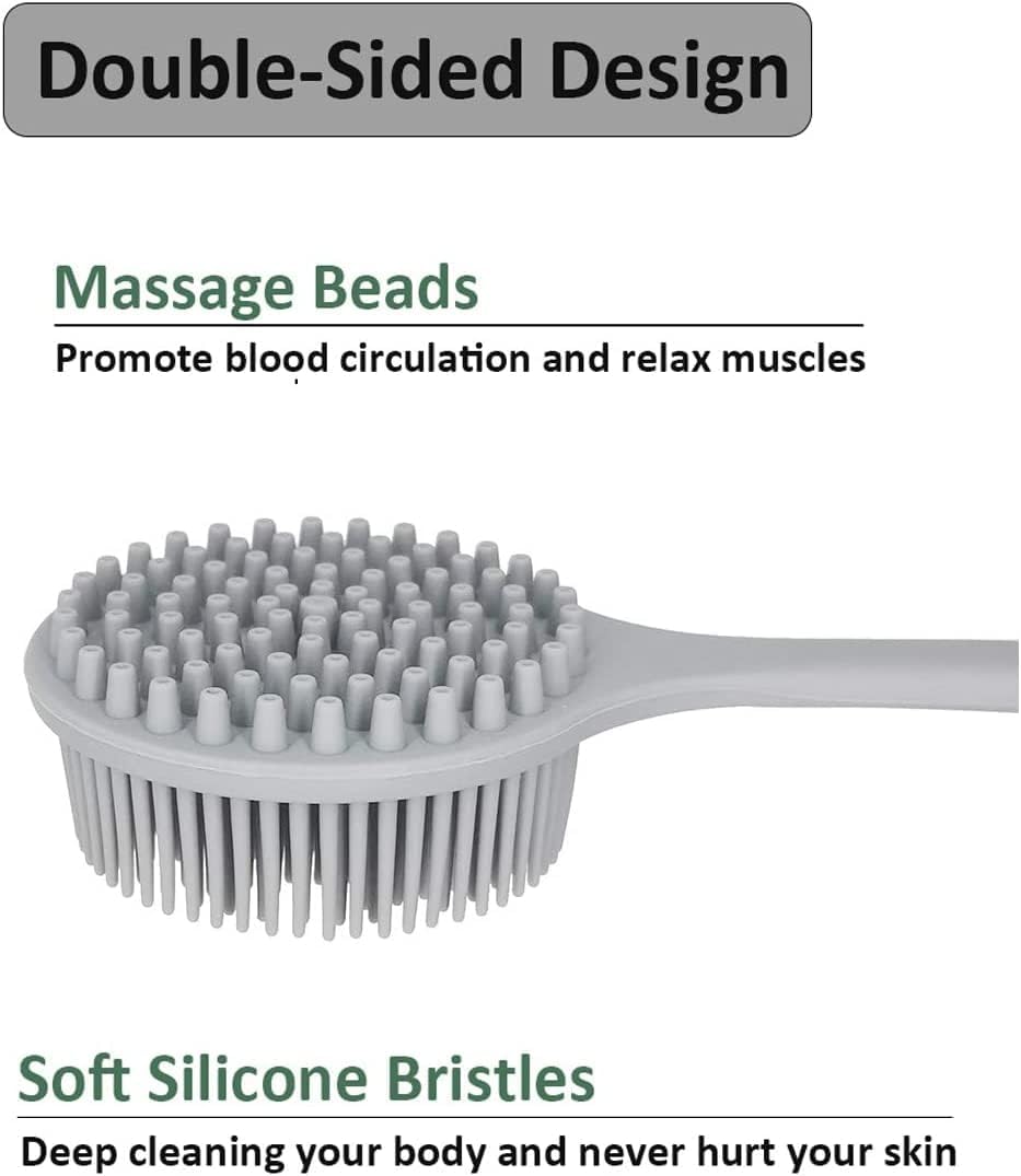 Glitzn Multipurpose Bath Body Brush with Soft Comfortable Bristles Long Handle Wet or Dry Brushing Back Scrubber for Shower (Multicolor) 3