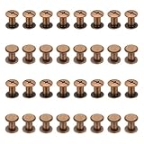 PATIKIL Chicago Screws, 50 Sets M5x7mm Carbon Steel Bronze Plating Cross Flat Female Screw Phillips Binding Post Screw Rivets for Leather Belt Scrapbook Photo Albums, Red Bronze
