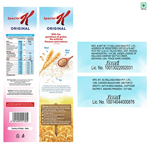 Image of Kellogg's Original Special K | Low Fat | Breakfast Cereals | High in B group Vitamins| Source of Protein & Fibre | Naturally Cholesterol Free | 455g, White
