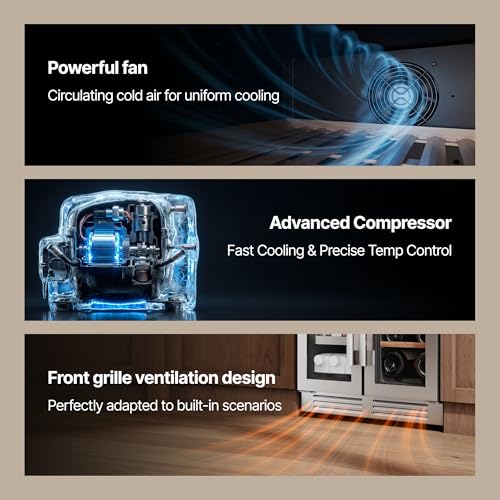 Image of Ca'Lefort 24 Inch Wine & Beverage Center, Dual Zone Wine Cooler Refrigerator, Adjustable Shelves & 3 Color LED, Under Counter Built-in or Freestanding for Home Bar Kitchen (60 Can & 20 Bottle)