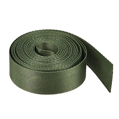 Image of MECCANIXITY Flat Nylon Webbing Strap 1 Inch 4 Yards Dark Green for Backpack, Cargo Strap, Luggage-rack