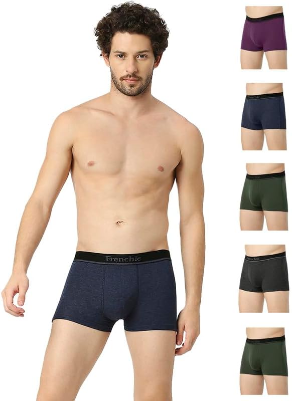 Frenchie Elements Men's Snug Fit Active Trunks in Assorted Colours | Silicone Treated Cotton Elastane Stretch Fabric with Ultra Soft Elasticzied Waistband