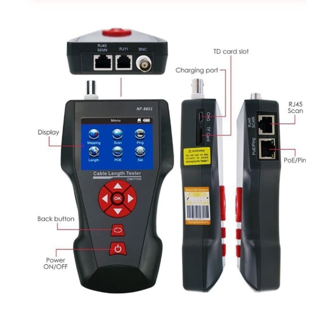 Multifuncional longitudes de redes por cable probador LCD Cable Tester probador de punto de interrupción NF_8601W