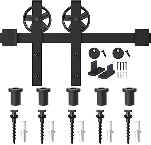 Miniatura 6 de WINSOON - Kit de rodillo para puerta corrediza, para puerta de garaje, clóset, de acero al carbono, sistema de pista plana