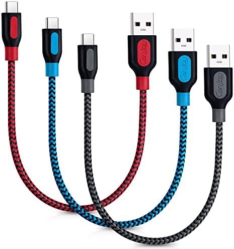 USB Type C Cable, 3Pack Canjoy Short USB C Cable 1ft Braided USB C Charger Cord Compatible Samsung Galaxy S10e S10 S9 S8 Plus, Note 9 8, Moto X4 G6 Z3, Google Pixel XL 2XL 3XL C, LG G7 ThinQ G6 G5 V30