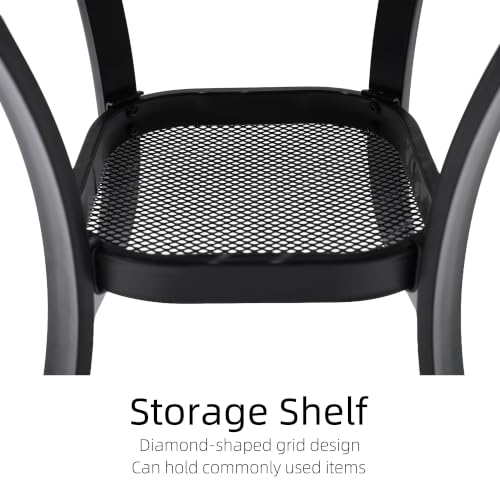 Image of Anmutig 3 Piece Outdoor Bistro Set, 27.5 inch Round Metal Table, Gray Chairs