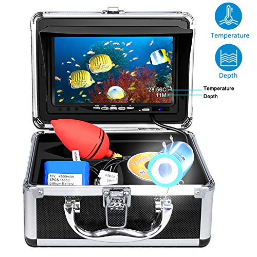 Portable Underwater Fishing Camera with Depth Temperature Display-Waterproof HD Camera and 7'' LCD