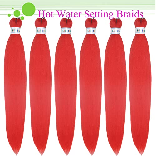 Red Braiding Hair Pre Stretched Kanekalon Braids Hair Extensions 26Inch 6Pcs Hot Setting Yaky Texture Synthetic Knotless Kanekalon Braiding Hair Prestretched #TOP1