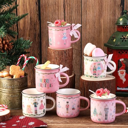 Juego de 6 Mini Mugs de Café Navideños Rosados miniatura 2