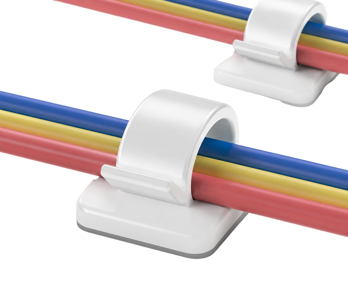 Elfcam® - 30 Piece Adhesive Cable Clips for Ethernet Network Cable Management, Cable Ties and Cords for Home or Office, White (Set of 30)