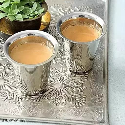 Image of Royals |Pack of 3 |Stainless Steel Indian Traditional Tea /Coffee Glasses | Steel Glass for Kids |Steel Glass|Tea Glass|Coffee Glass| (3)