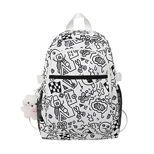 pumpumlia Mochila de graffiti para niñas, de gran capacidad, para estudiantes, bonita mochila escolar para adolescentes, portátil, mochila casual para niñas, estudiantes de graffiti, bonita mochila
