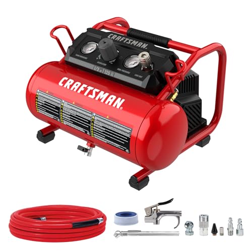 CRAFTSMAN Air Compressor, 2 Gallon Portable Air Compressor 1/3HP Max 125 PSI Oil-Free Light Weight with 10 PCS Accessory Kit