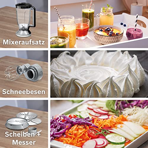 Bosch Kompakt-Küchenmaschine MultiTalent 8 MC812M814, vielseitig, XXL-Rührschüssel 3,9 L, Mixer 1,5 L, Universalmesser, Rührbesen, schneiden und raspeln (fein/grob), 1250 Watt, schwarz/edelstahl image_3