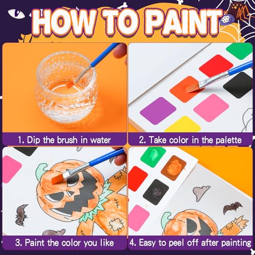 Image of Yeolepor Halloween Crafts for Kids Toddlers Paint with Water Book & Sticker