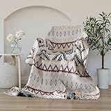 CHOZAN マルチカバー ソファーカバー 北欧 リバーシブル 多機能 ブランケット レジャーシート 毛布 ラグ テーブルクロス ベッドカバー ひざ掛け キャンプブランケット ピクニックマット マルチカバー 長方形 おしゃれ フリンジ付き 四季通用（130*180cm）