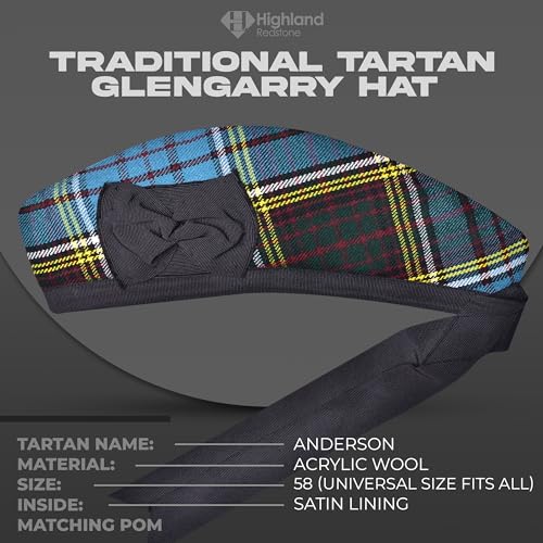 Image of Glengarry Cap-Traditional Scottish Hat, Acrylic Wool Tartan Glengarry hat, Kilts /Bagpipes Accessories