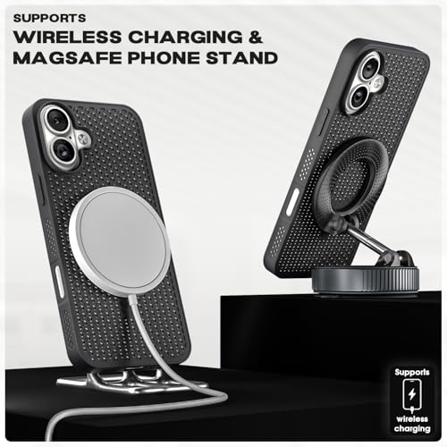Image of Pikkme Back Cover for iPhone 17 | Honeycomb Cooling Design | Silicone Heat Dissipation | Mag-Safe Compatible | Shockproof Camera Protection Bumper Case (Black)