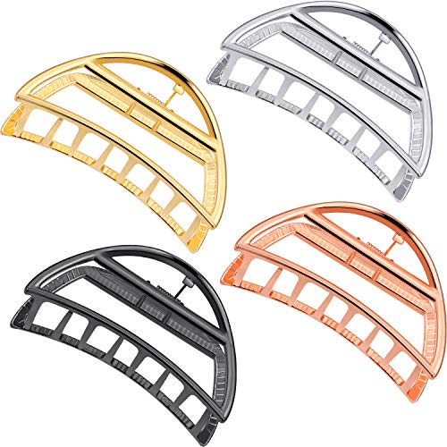 4 Pieces Metal Claw Hair Clips Hollow Jaw Barrettes Non-slip Hair Jaw Clamp Clips for Women Girls Hair Accessory (Semicircle)