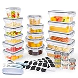 YUTUY Lot de 24 Boites Repas,Boîtes de Conservation avec Couvercles,Sans BPA,Hermétiques,Compatibles Four,Micro-Ondes,Congélateur et Lave-Vaisselle,Idéales pour Préparer Des Repas Sains