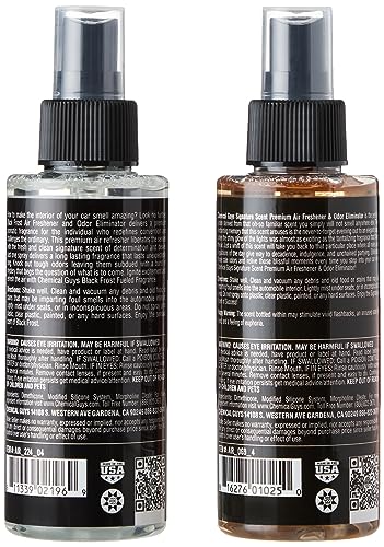 Image of Chemical Guys AIR 302 04 Black Frost Scent and Signature Scent Combo Pack, Great for Cars, Trucks, SUVs, RVs, Home, Office & More (2-4 fl oz Items) (Pack of 6)