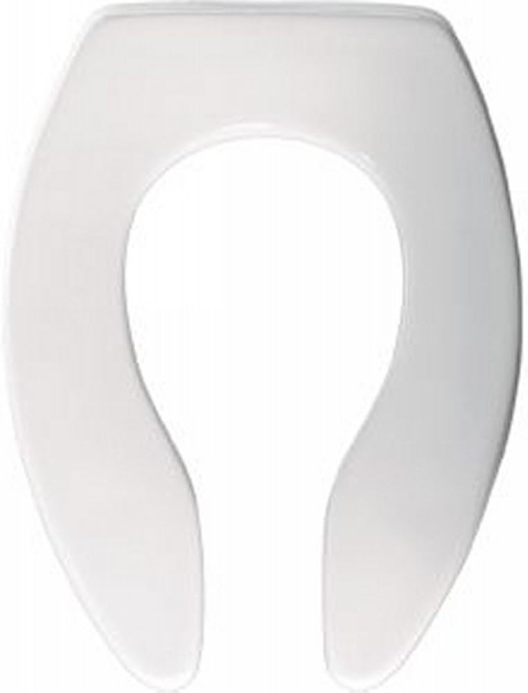 95SSCT 000 Toilet Seat, Elongated Open Front Heavy-Duty Plastic w/Plastic Self-Sustaining Hinges - White