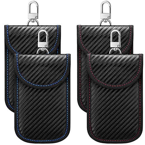 Tallew Faraday Key Fob Protector 4 Pack Mini Faraday Bags for Key Fob Car Security Anti Theft Signal RFID Blocker Protection Blocking Pouch, Red and Green