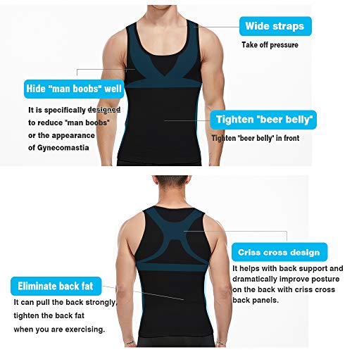 KOCLES Mens Slimming Body Shaper Compression Tank Top Vest Shirt Abs Shapewear2