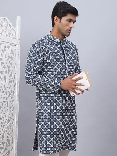 Image of Jompers Rayon Embroidered & Sequins Regular Fit Kurtas for Men.