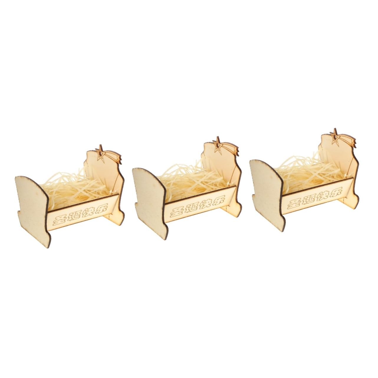 Cabilock 3stücke Holzkrippe Mit Jesusfigur Handgefertigtes Krippenornament Für Weihnachtsdekoration Massivem Für Schreibtisch Und
