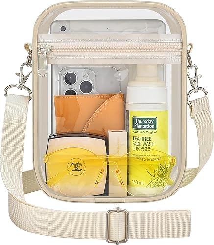 Image of Clear Bag for Stadium Events - Sports Messanger Bag Small Mini Clear Purse for Fan, Concert, Work, Travel