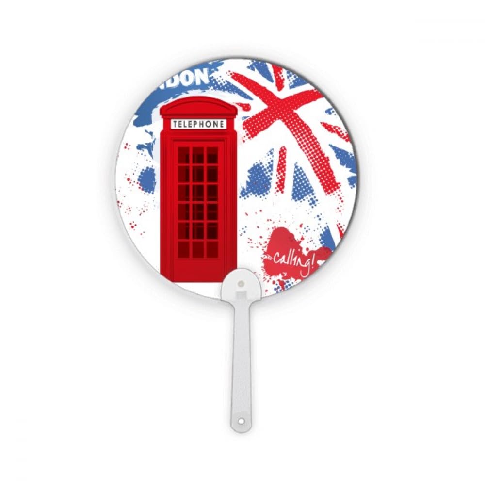 Éventail rond avec drapeau de Londres rouge en plastique léger pour l'été