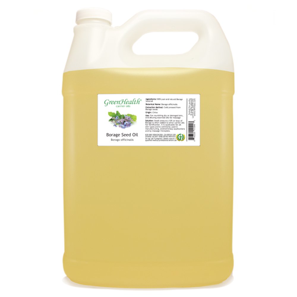 GreenHealth Borage Seed – 1 Gallon Plastic Jug w/Cap – 100% Pure Carrier Oil