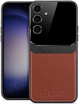 Zebana Samsung Galaxy S24 FE ile Uyumlu Kılıf Zebana Lens Deri Kılıf Kahverengi