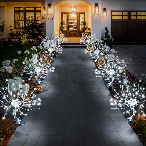 Image of Anordsem Solar Fireworks Lights Outdoor:Garden Lights Waterproof for Outdoor Use - LED Starburst White Lighting Patio Pass Decoration Pack of 8 - Gardening Gifts for Women,Moms,Homecomers