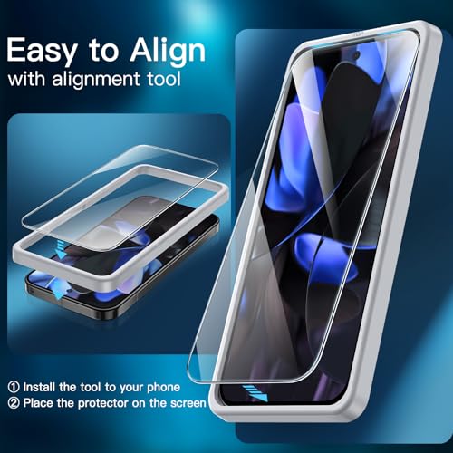 Image of JETech Tempered Glass Screen Protector Guard for Google Pixel 10 /10 Pro / 9 /9 Pro with Easy Installation Tool, Fingerprint Compatible, HD Clear, 3-Pack