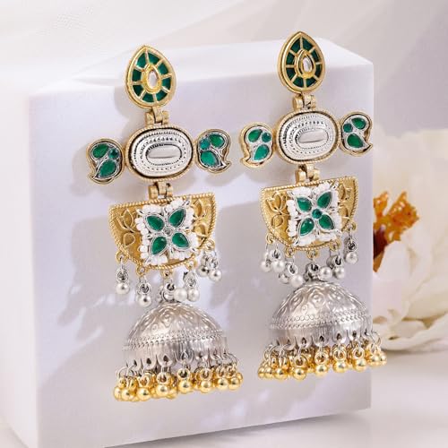 Image of Rubans Oxidised Dangle Earrings Boho Statement Jewellery Gift for Women & Girls