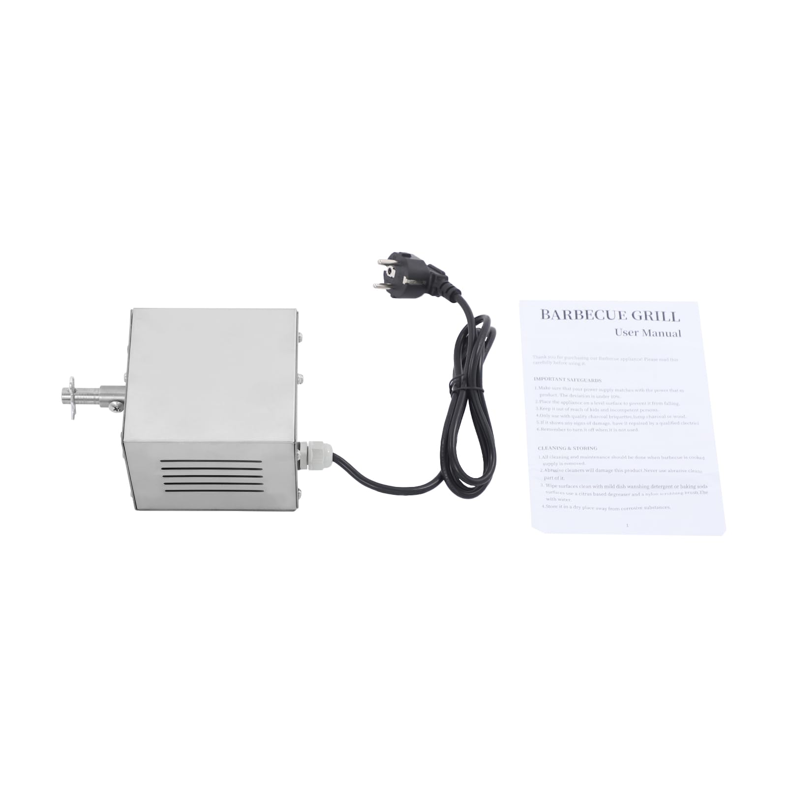 Moteur de barbecue - 25 W - En acier inoxydable - 220 V - Prise européenne - Pour brochettes et barbecue - Design moderne - Haute performance - Silencieux - Pour jardin et terrasse