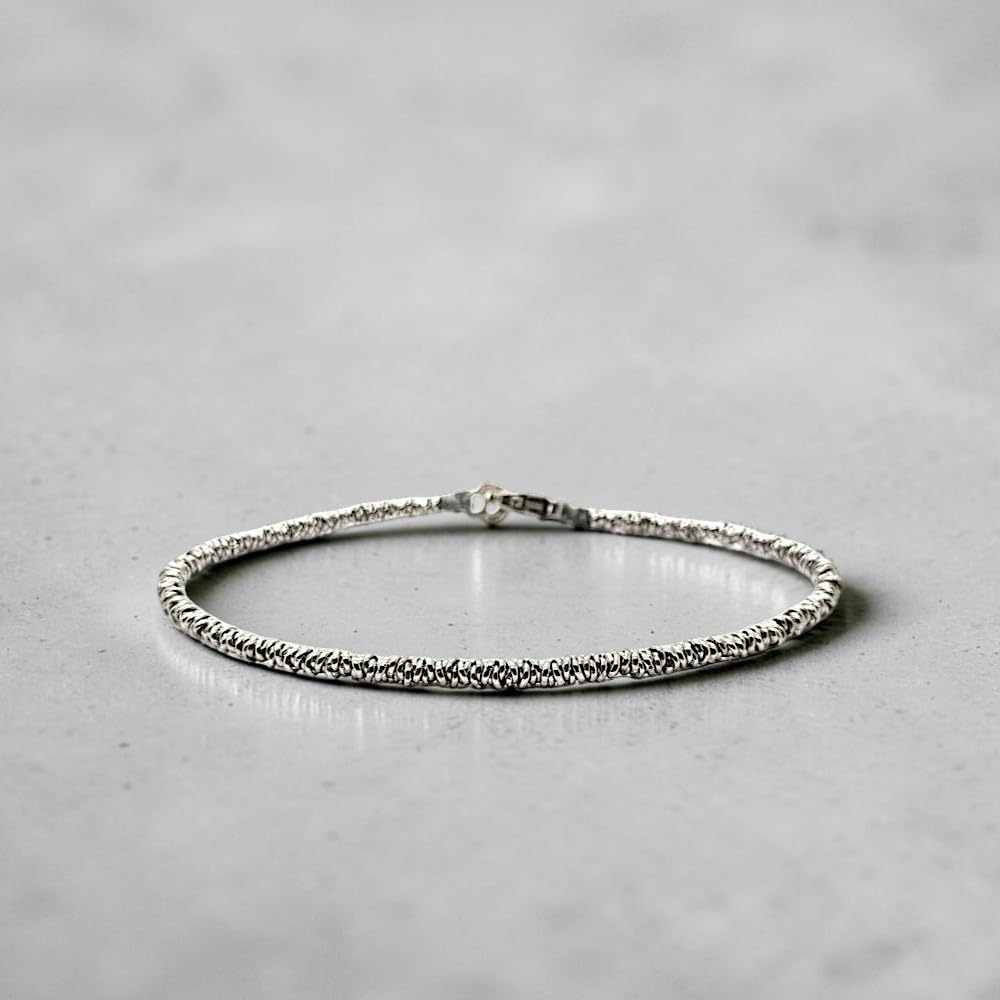 VLNET ® | Bracciale Spadarella Unisex | Argento 925 e Cotone Nautico Grigio | Fatto a Mano in Italia | Lunghezza 19 cm