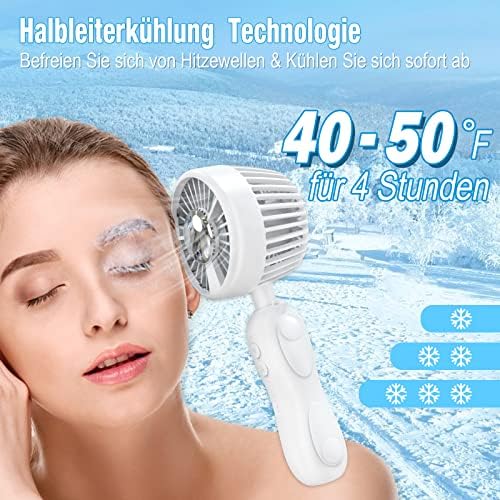 Yonktoo Handheld Fan Battery: Portable Mini Fan, Rechargeable Hand Fans with Refrigeration Technology & 3 Speeds, 4800 mAh Fan Small, Foldable USB Fan for Office, Outdoor