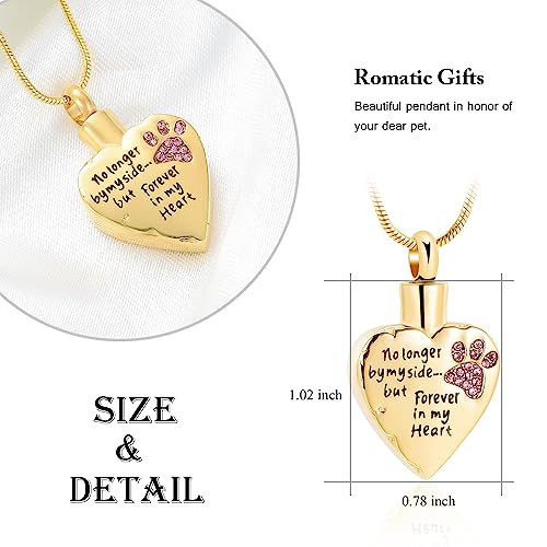 VCCWYQK Urn Necklace for Ashes Personalized Urn Pendant Heart Necklace Pets Paw Print Keepsake Waterproof Memorial Gifts for Dogs - Image 2
