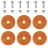 6 StückKatzenaugen Rückstrahler Rund, 60mm Katzenaugen Anhänger, Katzenaugen Reflektoren Anhänger, Anschraubbar Orange Seitenstrahler Anhänger Reflektor für Pkw Lkw Wohnwagen