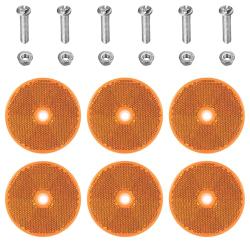 6 Pcs Catadioptrico Redondo Remolque, 60mm Catadioptrico Remolque, Reflector de Seguridad, Catadióptricos Ojo de Gato, Catadioptrico Moto Reflectantes para Coche Camión Caravana Remolques