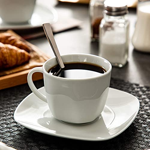 MALACASA, Series Elisa,24 piezas Juego de cafe Vajillas de Porcelana 12 Tazas de Cafe 12 Platillos de Café, Blanco para… - Imagen 6