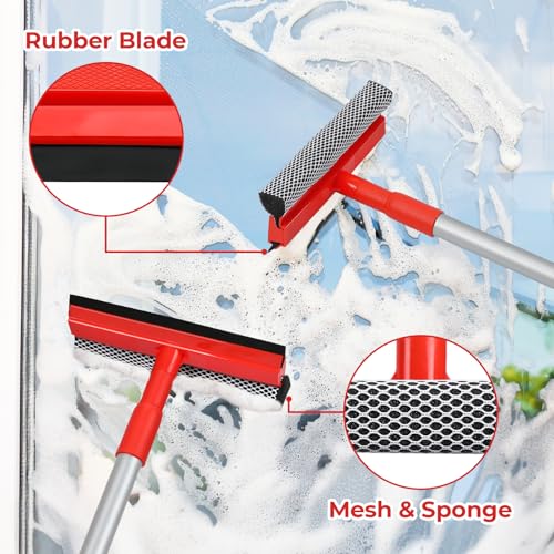 Image of MAVRIZ Windshield Cleaner Tool 2 in 1 Car Window Squeegee with Extendable Handle (18 inch-28.5 inch) Window Cleaner with Squeegee and Sponge for Shower, Glass Cleaning