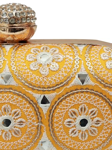 Image of THE TAN CLAN Inaara Oval Clutch for women Purses Luxury Evening Handbags for ladies with Detachable Handle