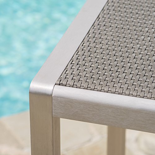 Crested Bay 3 Piece Grey Outdoor Wicker And Aluminum Bar Set (3 Piece Set, Grey With Wicker Top) #TOP3