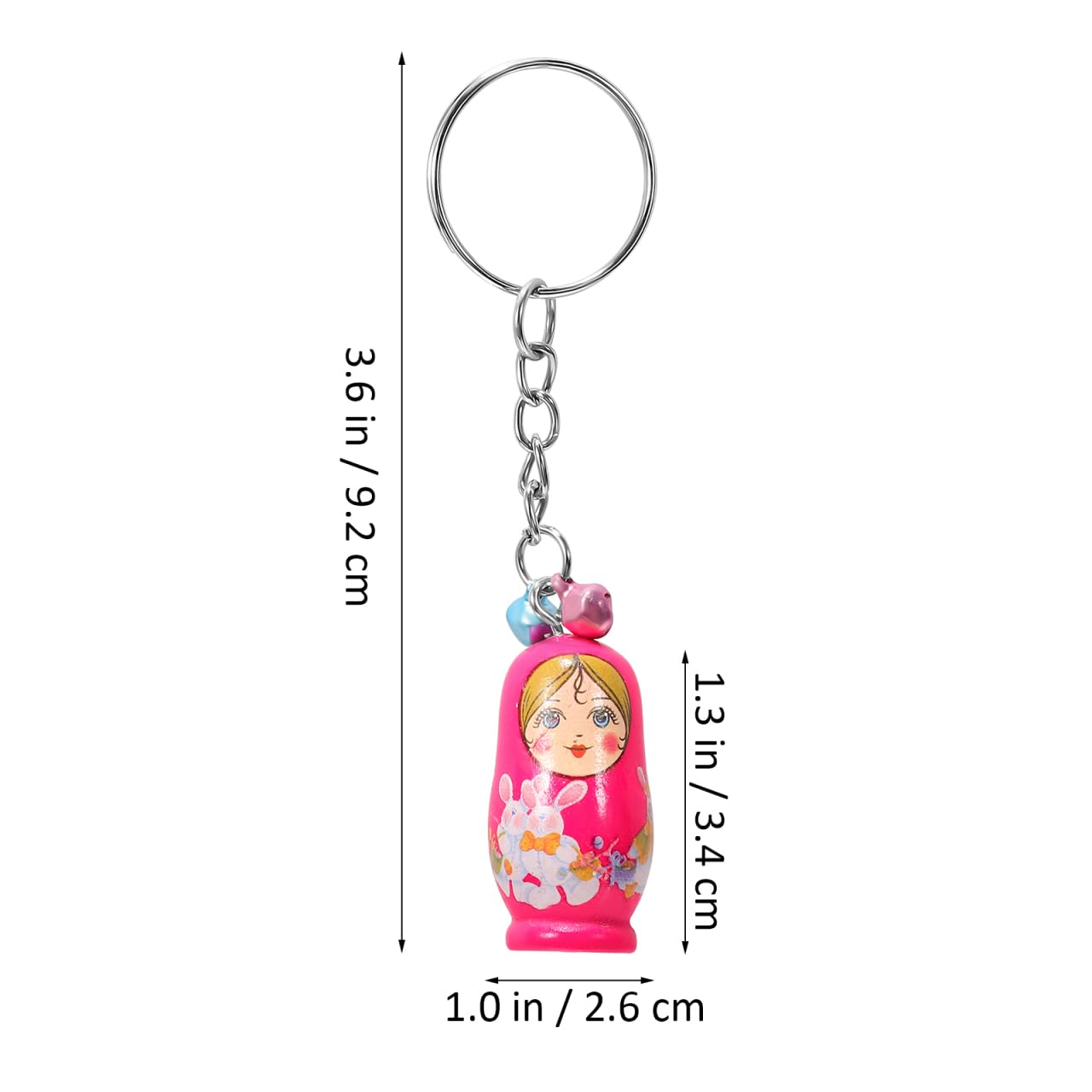 Portachiavi Matriosche Russe Creative Con Campanelli Anelli Chiave a Sospensione Per Chiavi Auto Casa E Decorazioni Borse Zaini Mini Bambole Nidificanti 1.34X0.67X0.67 Pollici